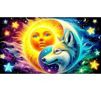 Loup-and-Koi-Fish-in-Dreamy-Waters Puzzle 1000 Pièces pour Adultes - en Carton Recyclé pour la Décoration 38x52cm/1000pcs