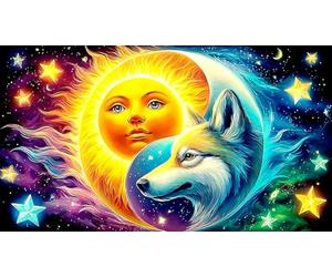 Loup-and-Koi-Fish-in-Dreamy-Waters Puzzle 1000 Pièces pour Adultes - en Carton Recyclé pour la Décoration 38x52cm/1000pcs