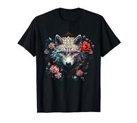 Loup Animal Fleurs Art - Motif loup T-Shirt