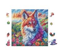 Loup Arc-en-Ciel 100 Pièces Puzzle Adulte en Carton Rigide sans Déformation Difficile Moyenne Décoration Murale Loisir Créatif Idée Cadeau Anniversaire 28x28cm