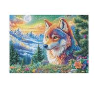 Loup Arc-en-Ciel avec des Fleurs et des Sommets enneigés Puzzle 500 Pièces pour Adultes Design Moderne Educa Jeu De Réflexion Relaxation Art Cadeau De Fête Famille 500 PCS
