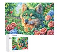 Loup Arc-en-Ciel dans la forêt d'automne avec Pleine Lune Puzzle 1000 Pièces pour Couples Jeu Coopératif Communication Et Logique Cadeau pour Couple 1000 PCS