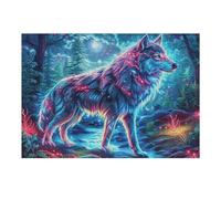 Loup Arc-en-Ciel Fleur Forêt Faune Sauvage Nature Sauvage Beautiful Puzzle 300 Pièces pour Adultes Amusant Stimulant Et Relaxant Parfait pour Loisirs Et Activités Familiales 300 PCS（40x28cm）