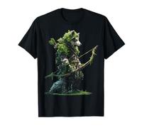 Loup Arc et flèche Plantes Motif Animal Illustration Loup T-Shirt