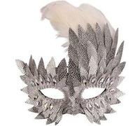 loup argenté plumes simili cuir adulte - carnival toys 01243 Gris G