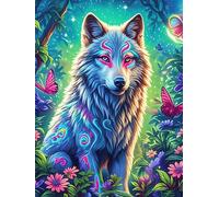 Loup au Pelage Arc-en-Ciel in A Flower Garden Puzzles 300 Pièces pour Adultes Educa Moderne Décoration Intérieure Relaxant Assemblage Amusant Challenge Famille 300 PCS