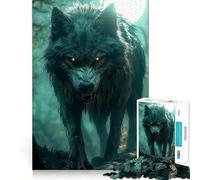 Loup aux Yeux Brillants Puzzle de 1000 pièces pour Adultes Jeu Stimulant l'esprit Découpe Laser pour Un Assemblage Parfait Activité Amusante en Famille 38x52cm