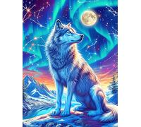 Loup aux yeux cosmiques sous les étoiles 1000 Pièces Puzzle Adolescent En Carton Sans Déformation Faune sauvage et animaux de compagnie Difficulté Moyenne Activité Éducative Cadeau Noël Pas Cher Petit