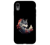Loup avec forêt rouge et lune Coque pour iPhone XR