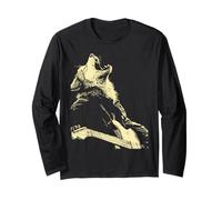 Loup avec Guitare à Bascule Guitariste Animal Punk Grunge Manche Longue
