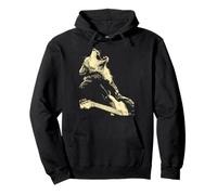 Loup avec Guitare à Bascule Guitariste Animal Punk Grunge Sweat à Capuche