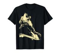 Loup avec Guitare à Bascule Guitariste Animal Punk Grunge T-Shirt