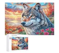 Loup avec Les Yeux Lumineux et Les Symboles du Front Puzzle 1000 Pièces pour Adultes Entraînement Cérébral Maîtrise Logique Cadeau pour Amateurs De Défis 1000 PCS