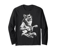 Loup avec Lunettes de Soleil Animal Guitariste drôle Guitariste Manche Longue