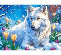 Loup Blanc 500 Pieces Casse-tête pour Ado en Carton Épais Rigide Créatures cosmiques Magiques Facile Débutant Jeu De Société Soirée Entre Amis Cadeau Anniversaire Premium 500 PCS/52×38cm
