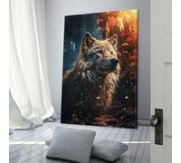 Loup blanc à l'heure dorée, images pour salon, peintures de rue, toile colorée, art mural pop moderne, décoration d'intérieur, tendue, prête à accrocher, 30 x 45 cm