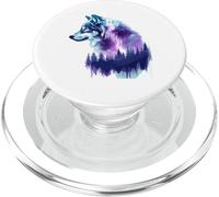 Loup Blanc Arctic Wolves Amoureux Animaux aurores boréales PopSockets PopGrip pour MagSafe