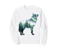 Loup Blanc Arctic Wolves Amoureux des Animaux aurores boréales Sweatshirt