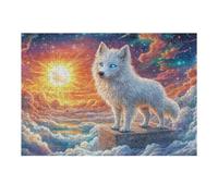 Loup Blanc au Soleil sur la mer de Nuages 300 Pièces Puzzle Famille en Carton sans Déformation Difficulté Moyenne Activité Familiale Anti-Stress Jeu De Société Soirée Entre Amis 300 PCS