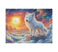 Loup Blanc au Soleil sur la mer de Nuages 500 Pieces Casse-tête Adolescent en Carton Épais Difficulté Moyenne Activité Éducative Cadeau Saint Valentin Pas Cher Anniversaire 500 PCS