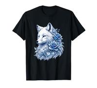 Loup Blanc avec Roses Bleues Esprit Fantaisie T-Shirt