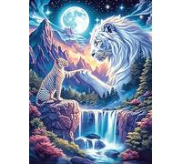 Loup blanc avec son petit sous la lune 1000 Pieces Casse-tête Pour Ado En Carton Haute Qualité Animal sauvage et animal de compagnie Facile Débutant Activité Familiale Soirée Entre Amis Cadeau Fête De