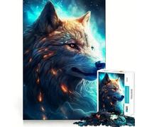 Loup Blanc dans la nébuleuse Puzzle de 1000 pièces Jeu de Concentration cérébrale Découpe Experte Artisanat Fascinant Passe-Temps captivant pour Les Moments de détente (38x26cm)