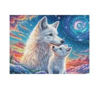 Loup Blanc dans Le Champ de Fleurs 500 Pièces Puzzle pour Ado en Carton Anti-Déchirure Facile Débutant Jeu De Société Soirée Entre Amis Cadeau Anniversaire Petit Prix 500 PCS