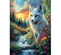 Loup Blanc dans Le Jardin 1000 Pieces Casse-tête Collectionneur en Carton sans Déformation Contes de fées fantastiques d'animaux Sauvages Très Difficile Motif Complexe Décoration Murale Cadeau Noël