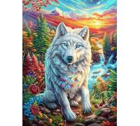 Loup Blanc dans Le Jardin Fleuri 1000 Pieces Casse-tête pour Ado en Carton Épais Rigide Mythes fantastiques Facile Débutant Jeu De Société Soirée Entre Amis Cadeau Anniversaire Premium 1000 PCS