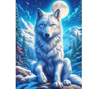 Loup Blanc dans Une forêt enneigée 500 Pièces Puzzle Famille en Carton Rigide sans Déformation Faune Sauvage et Animaux de Compagnie Difficulté Moyenne Activité Familiale Événement Festif Cadeau Noël