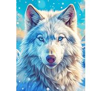 Loup blanc dans une forêt enneigée magique 500 Pièces Puzzle Débutant En Carton Haute Densité Animal sauvage et animal de compagnie Cute Facile Apprentissage Anti-Stress Passe-Temps Cadeau Fête Des Mè
