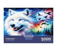 Loup Blanc de la Galaxie 1000 Pièces Coffret Puzzle Mystique Sauvage vibrante Puzzle Premium Carton Solide - Ultra Dur Couples, Top Noté, Cadeau Noël Parfait pour Tout Le Monde 52x38cm/1000pcs