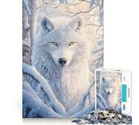 Loup Blanc en Hiver Puzzle de 1000 pièces pour Adultes Jeu de mémoire Assemblage précis sans espaces Activité apaisante pour Une Pause mentale (38x52cm)