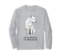 Loup blanc Je ne suis pas antisocial Je suis Unique Esprit Libre Manche Longue