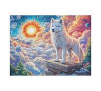 Loup Blanc matinal sur la mer de Nuages 500 Pieces Casse-tête Collectionneur en Carton Anti-Déchirure Haute Difficulté Décoration Murale Collection Cadeau Noël Qualité Premium 500 PCS