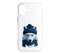 Loup Blanc Portant Un Bonnet et Une écharpe en Hiver, Animal Arctique Coque pour iPhone 16 Plus