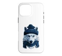 Loup Blanc Portant Un Bonnet et Une écharpe en Hiver, Animal Arctique Coque pour iPhone 16 Pro Max