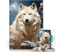 Loup Blanc Puzzle pour Adolescents 1000 pièces Jeux éducatifs Décoration d'intérieur Jouets de décoration pour la Maison 75x50cm
