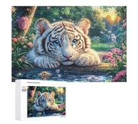 Loup Blanc sur la Montagne enneigée avec Aurora Puzzle 1000 Pièces pour Adultes Loisirs De Table Amélioration De L’Attention Cadeau pour Usage Quotidien 1000 PCS