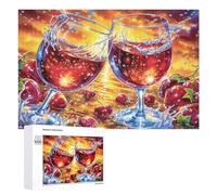 Loup Blanc sur Rocher enneigé avec forêt étoilée Puzzle 1000 Pièces pour Couples Jeu Coopératif Communication Et Logique Cadeau pour Couple 1000 PCS