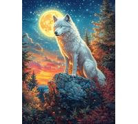 Loup Blanc sur Un Sommet Rocheux au Coucher du Soleil 300 Pièces Puzzle Personne Âgée en Carton Épais sans Déformation Paysages et Science-Fiction Facile Débutant Anti-Stress Thérapie Occupationnelle