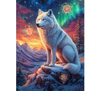 Loup blanc sur un sommet rocheux au coucher du soleil 500 Pieces Casse-tête Personne Âgée En Carton Haute Qualité Faune sauvage et animaux de compagnie Facile Débutant Anti-Stress Passe-Temps Cadeau A