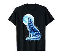 Loup Bleu Hurlant à la Pleine Lune T-Shirt