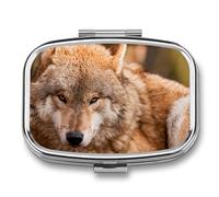 Loup Boîte À Pilules À 2 Compartiments Mini Pilulier De Voyage Pour Poche Sac À Main 5.5 cm