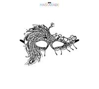 Maskarade Loup Brodé Noir Asymétrique à Débordement