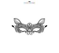 Maskarade Loup Noir Dentelle Brodée Souple de Chat