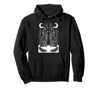 Loup céleste Hurlant Lune Floral sur Bois Art Populaire Sweat à Capuche