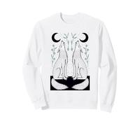 Loup céleste Hurlant Lune Floral sur Bois Art Populaire Sweatshirt