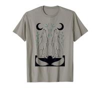 Loup céleste Hurlant Lune Floral sur Bois Art Populaire T-Shirt